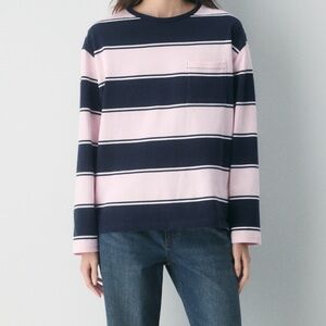 EUC Aritzia TNA S 'Fletch' Striped Shirt - Villa Pink/Admiral